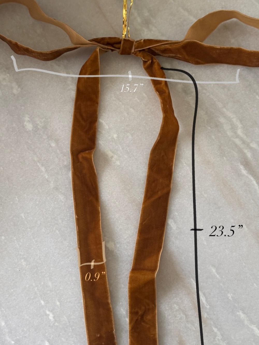 Set of 12 Velvet Long Tail Holiday Bow - Khaki - Picture 6 of 6